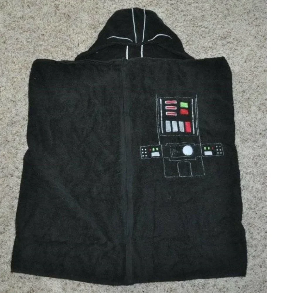 Kids Disney Star Wars Darth Vader Black Hooded Towel Bath Pool Kids Cotton Soft